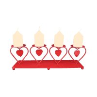 4er Kerzenhalter Herz rot
