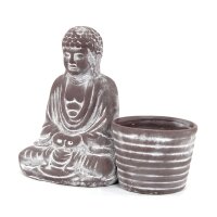 Buddha Figur mit Pflanztopf