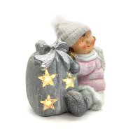 Winterkind M&auml;dchen mit Geschenk mit LED