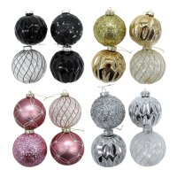 Weihnachtskugeln Glas 4er Set - 10 cm