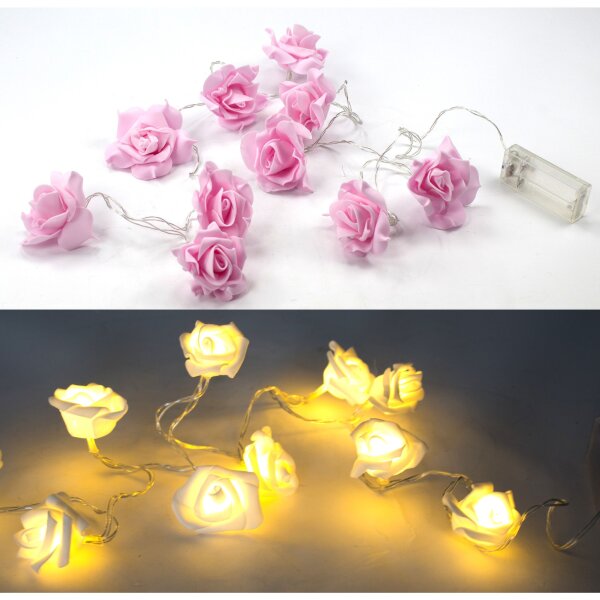 Rosenlichterkette Bl&uuml;te (10 LED warm wei&szlig;)