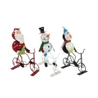 Metall Figur Weihnachten auf Fahrrad - Set