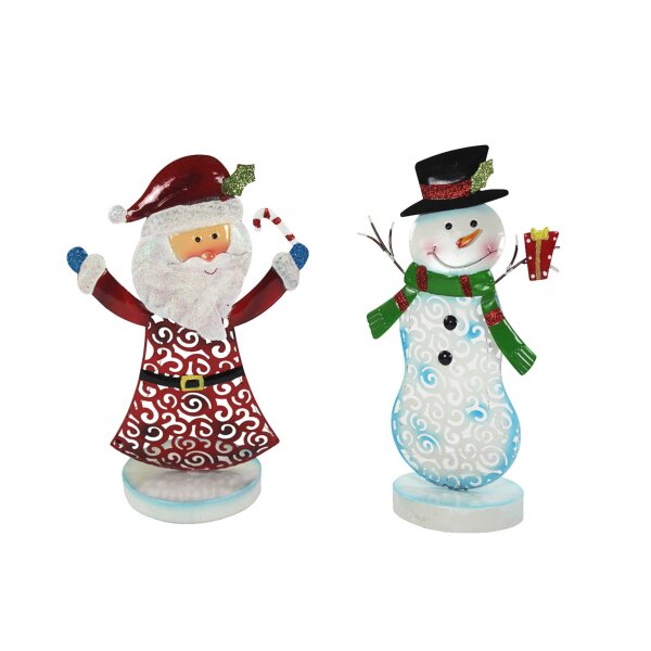 Metall Figur Weihnachten mit LED - Set